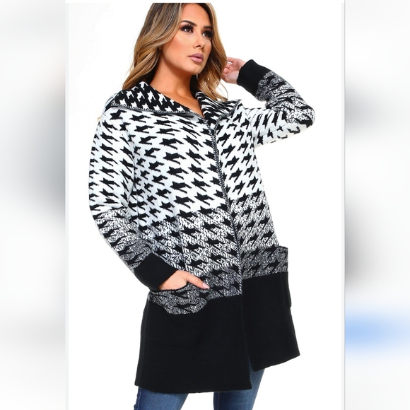 BNWT! Marina V houndtooth Coat/Cardigan - Picture 2 of 5